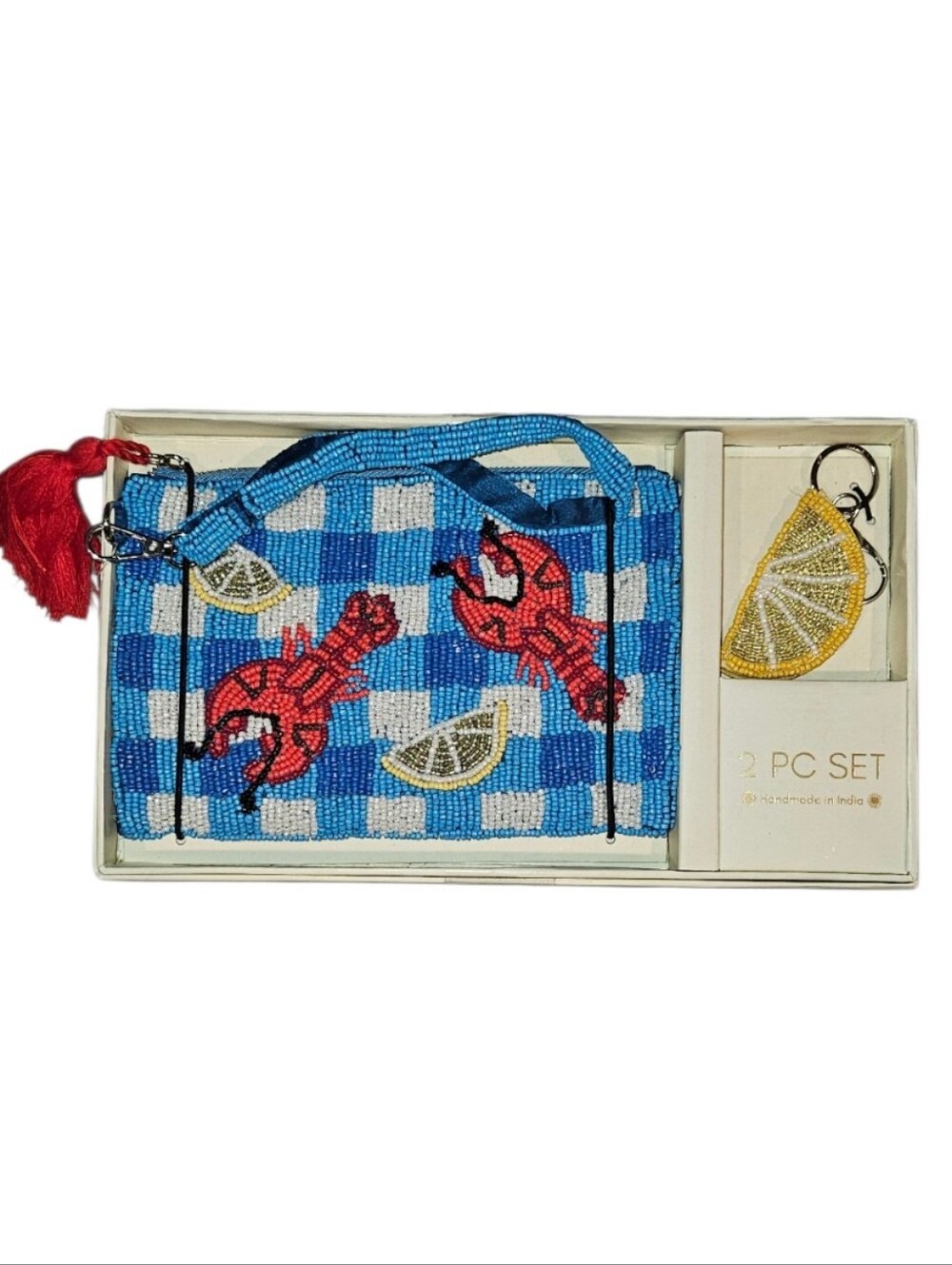 Sol & Mer Lobster Beaded Wristlet & Lemon Keychain NWT | Viral Coastal Summer